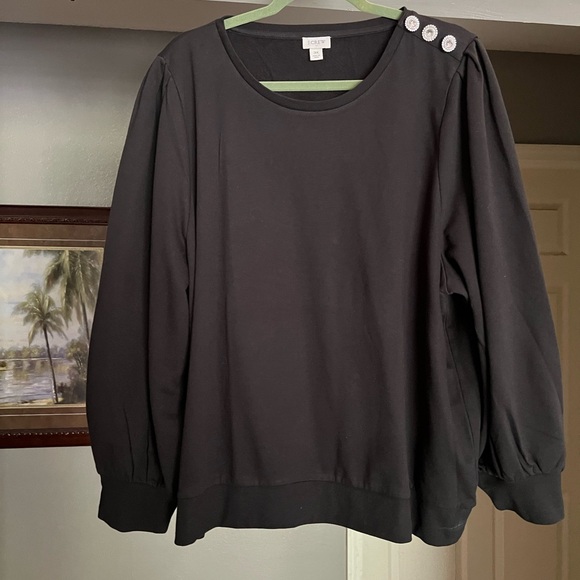 J Crew sweatshirt with jeweled shoulder. Black. 3XL - Picture 2 of 8